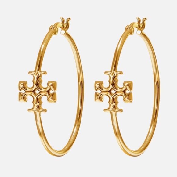 Tory Burch Jewelry - TORY BURCH ELEANOR HOOPS 18K GOLD PLATED